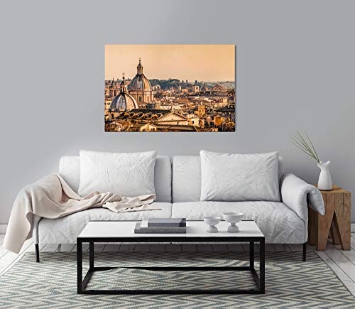 bestforhome 60x40cm Leinwandbild Blick auf Rom Stadt Häuser und Kirchen Leinwand auf Holzrahmen