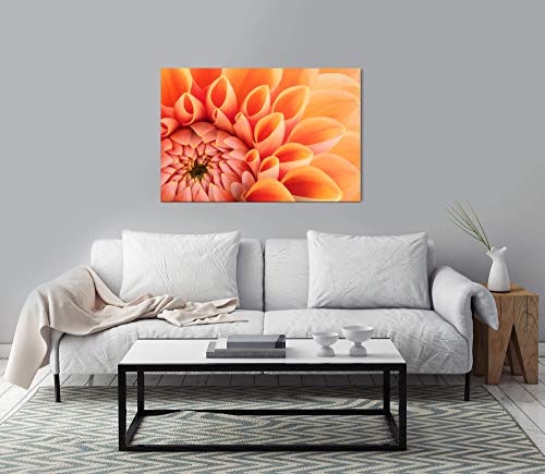 bestforhome 90x60cm Leinwandbild orange Blüte von der Chrysantheme Nahaufnahme Leinwand auf Holzrahmen