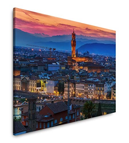 bestforhome 120x80cm Leinwandbild Florenz Italien bei Sonnenuntergang Leinwand auf Holzrahmen