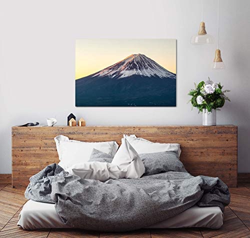 bestforhome 120x80cm Leinwandbild Berg Fuji Vulkan in Japan bei Sonnenuafgang Leinwand auf Holzrahmen