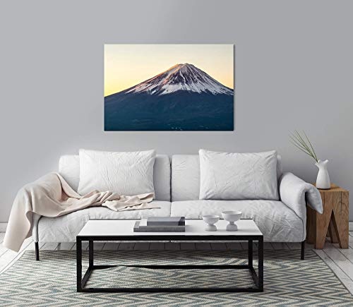 bestforhome 120x80cm Leinwandbild Berg Fuji Vulkan in Japan bei Sonnenuafgang Leinwand auf Holzrahmen