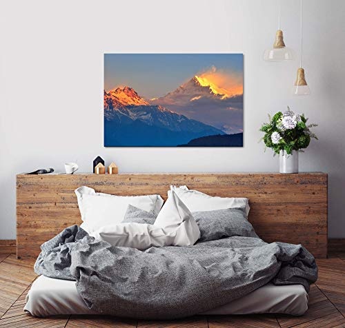 bestforhome 120x80cm Leinwandbild Berg Kanchenzonga im Himalaya bei Sonnenaufgang Leinwand auf Holzrahmen