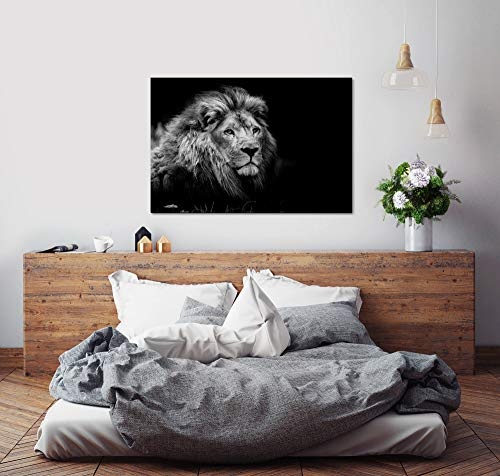 bestforhome 150x100cm Leinwandbild Löwenkopf schwarz weiß Leinwand auf Holzrahmen