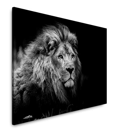 bestforhome 150x100cm Leinwandbild Löwenkopf schwarz weiß Leinwand auf Holzrahmen