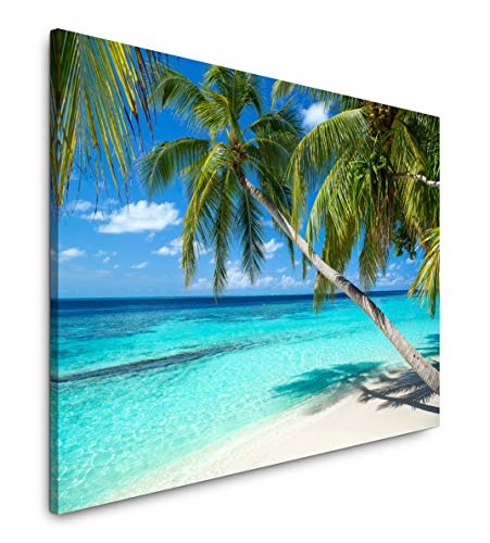 bestforhome 180x120cm Leinwandbild Kokospalmen am tropischen Strand Leinwand auf Holzrahmen