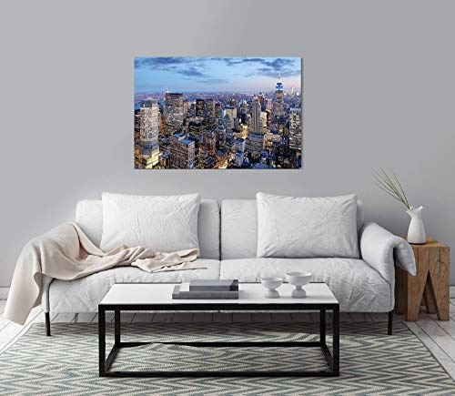 bestforhome 180x120cm Leinwandbild New York City Manhatten bei Sonnenuntergang Leinwand auf Holzrahmen