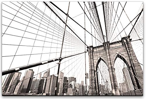 bestforhome 150x100cm Leinwandbild Brooklyn Bridge in New York Leinwand auf Holzrahmen