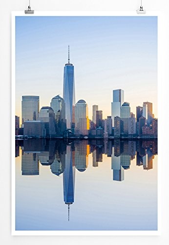 Best for home Artprints - Urbane Fotografie - Manhattan Skyline Downtown New York City Hudson, East River ( Horizont oder Silhouette ) - Fotodruck in gestochen scharfer Qualität