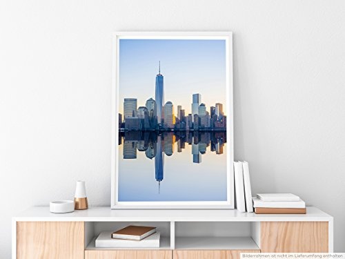 Best for home Artprints - Urbane Fotografie - Manhattan Skyline Downtown New York City Hudson, East River ( Horizont oder Silhouette ) - Fotodruck in gestochen scharfer Qualität