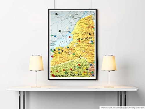 Best for home Artprints - Künstlerische Fotografie - Landkarte von New York USA- Fotodruck in gestochen scharfer Qualität