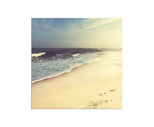 80x80cm - Strand Meer Sand Wolkenschleier - Bild auf Keilrahmen modern stilvoll - Bilder und Dekoration
