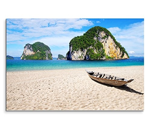 Modernes Bild 120x80cm Landschaftsfotografie - Traumhafter Strand auf Krabi Thailand
