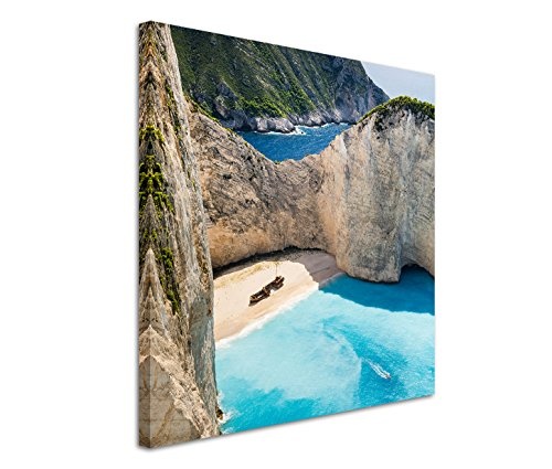 Modernes Bild 80x80cm Landschaftsfotografie - Navagio Strand auf Zakynthos Griechenland