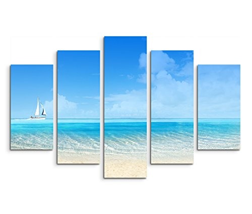 Modernes Bild 150x100cm Landschaftsfotografie - Traumhafter Strand mit türkisem Meer