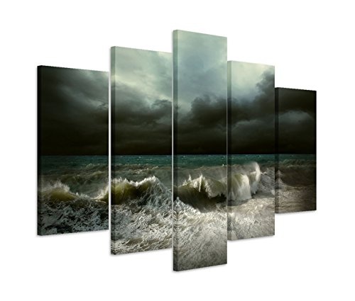 Modernes Bild 150x100cm Landschaftsfotografie - Graue Meeresbrandung