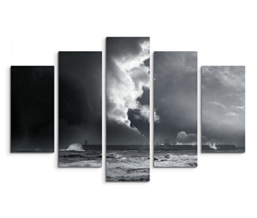 Modernes Bild 150x100cm Landschaftsfotografie - Stürmischer Atlantik bei Portugal
