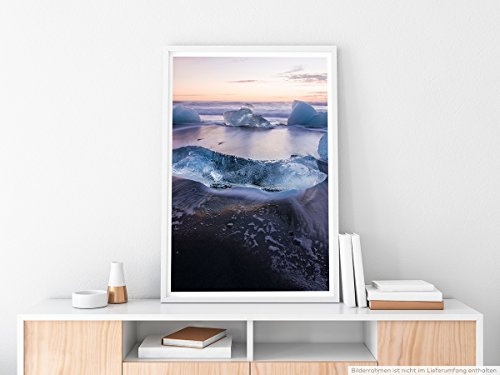 Best for home Artprints - Art - Eis am vulkanischen Strand Island- Fotodruck in gestochen scharfer Qualität