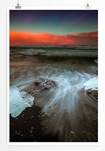 Best for home Artprints - Art - Malerischer Strand in Island mit Eisbroken- Fotodruck in gestochen scharfer Qualität