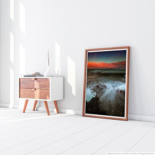 Best for home Artprints - Art - Malerischer Strand in Island mit Eisbroken- Fotodruck in gestochen scharfer Qualität