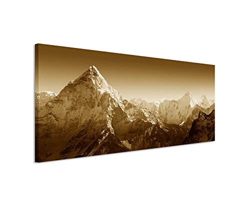 150x50cm Wandbild Panorama Fotoleinwand Bild in Sepia Mount Everest Nepal