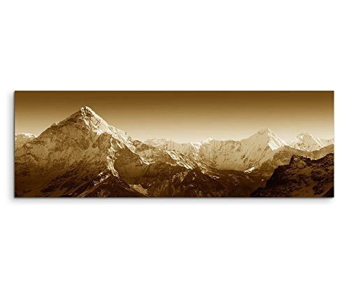 150x50cm Wandbild Panorama Fotoleinwand Bild in Sepia Mount Everest Nepal