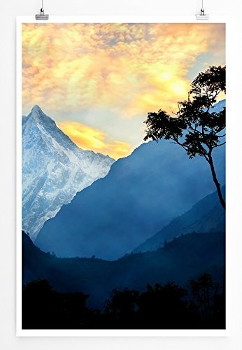 Best for home Artprints - Art - Einsamer Baum im Himalayagebirge- Fotodruck in gestochen scharfer Qualität