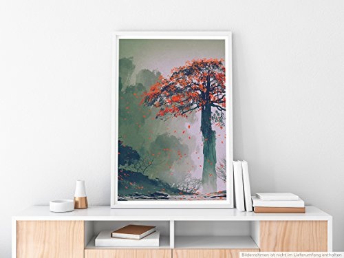 Best for home Artprints - Bild - Einsamer Baum mit roten...