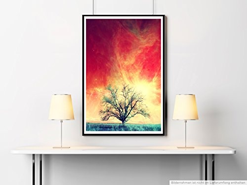 Best for home Artprints - Künstlerische Fotografie - Rote Alienlandschaft mit Baum- Fotodruck in gestochen scharfer Qualität