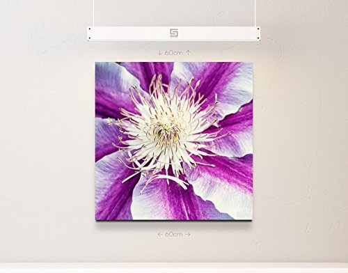 Leinwandbild quadratisch 90x90cm Blüte in Weiß und Violett