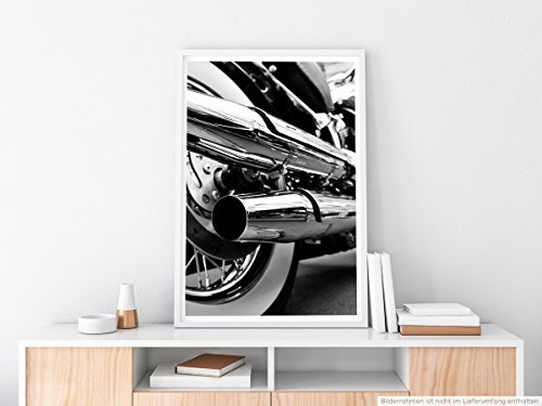 Best for home Artprints - Künstlerische Fotografie - Motorrad mit glänzendem Motor- Fotodruck in gestochen scharfer Qualität