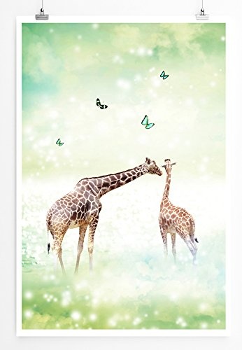 Best for home Artprints - Tierfotografie - Giraffenfamilie Mutter und Kind - Fotodruck in gestochen scharfer Qualität
