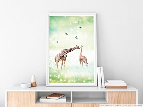 Best for home Artprints - Tierfotografie - Giraffenfamilie Mutter und Kind - Fotodruck in gestochen scharfer Qualität