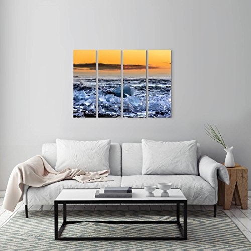 4 teiliges Canvas Bild 4x30x90cm Jokusarlon Island - Landschaft im Eis