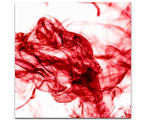Leinwandbild quadratisch 90x90cm Roter Rauch vor weißem Hintergrund