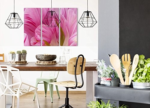 3 teiliges Wandbild Gesamtgröße 130x90cm Rosa Tulpen im Sommer