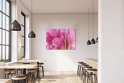 3 teiliges Wandbild Gesamtgröße 130x90cm Rosa Tulpen im Sommer