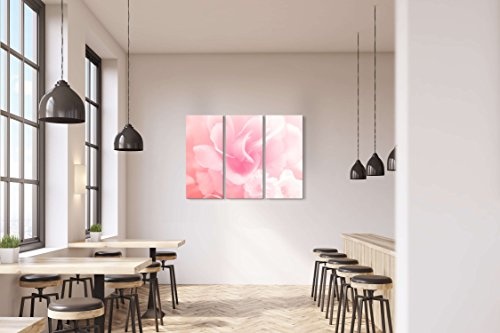 3 teiliges Wandbild Gesamtgröße 130x90cm Zarte Rose in Pastelltönen