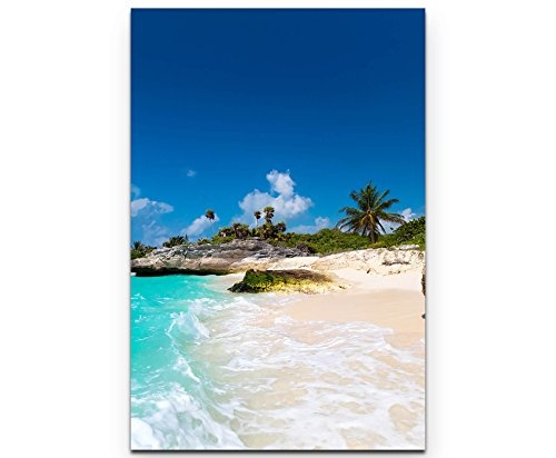 Leinwandbild 90x60cm Landschaftsfotografie - Tropischer Strand in Mexiko