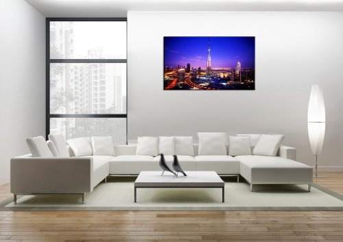 Dubai bei Nacht 5 teiliger Kunstdruck 160x80 cm Moderne...