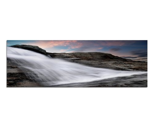 120x40 cm Panorama Wandbild Leinwand (Wasser,Felsen)...