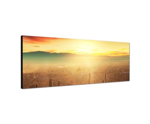 120x40 cm Panorama Wandbild Leinwand (Sonne,Wüste)...