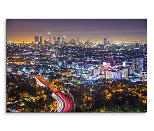 Modernes Bild 90x60cm Urbane Fotografie - Los Angeles bei Nacht