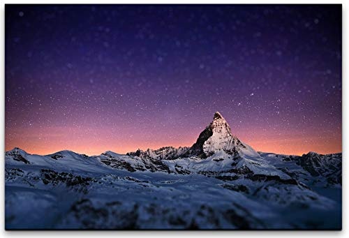 bestforhome 180x120cm Leinwandbild Matterhorn Hörnligrat bei Nacht Leinwand auf Holzrahmen