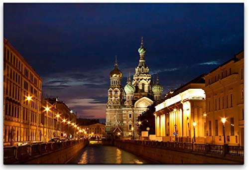 bestforhome 180x120cm Leinwandbild Sankt Petersburg bei Nacht Leinwand auf Holzrahmen
