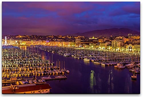 bestforhome 180x120cm Leinwandbild Marseille Alter Hafen...