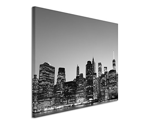Modernes Bild 120x80cm Urbane Fotografie - Lower Manhattan Skyline bei Nacht New York City