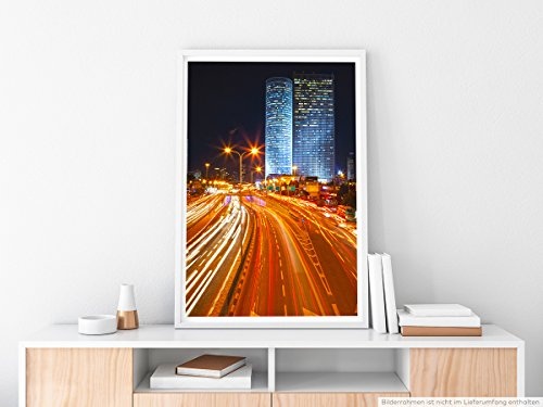 Best for home Artprints - Urbane Fotografie - Fließender Verkehr bei Nacht - Fotodruck in gestochen scharfer Qualität