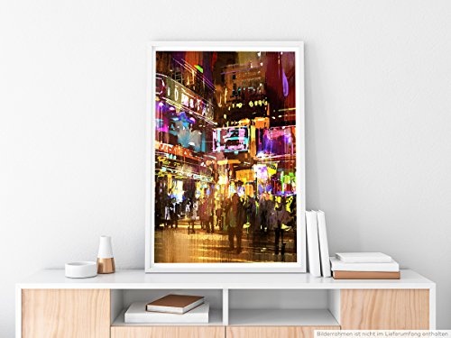 Best for home Artprints - Abstraktes Bild - Neonreklame bei Nacht- Fotodruck in gestochen scharfer Qualität