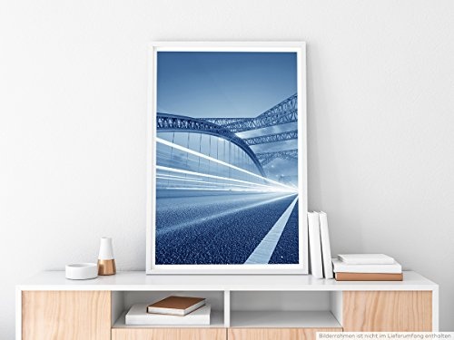 Best for home Artprints - Architekturfotografie - Moderne Brücke bei Nacht- Fotodruck in gestochen scharfer Qualität