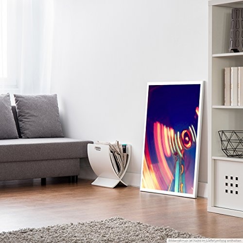 Best for home Artprints - Künstlerische Fotografie - Riesenrad in Bewegung bei Nacht- Fotodruck in gestochen scharfer Qualität